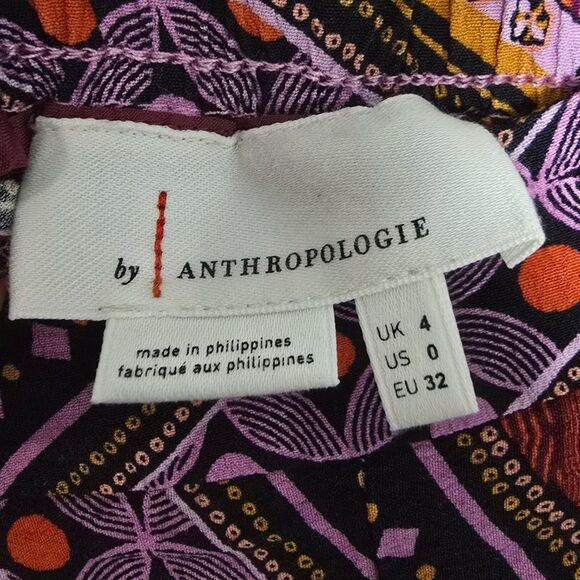Anthropologie Womens Size 0 Layla Abstract Wide-Leg Plum Pants High Rise Boho - Picture 4 of 4